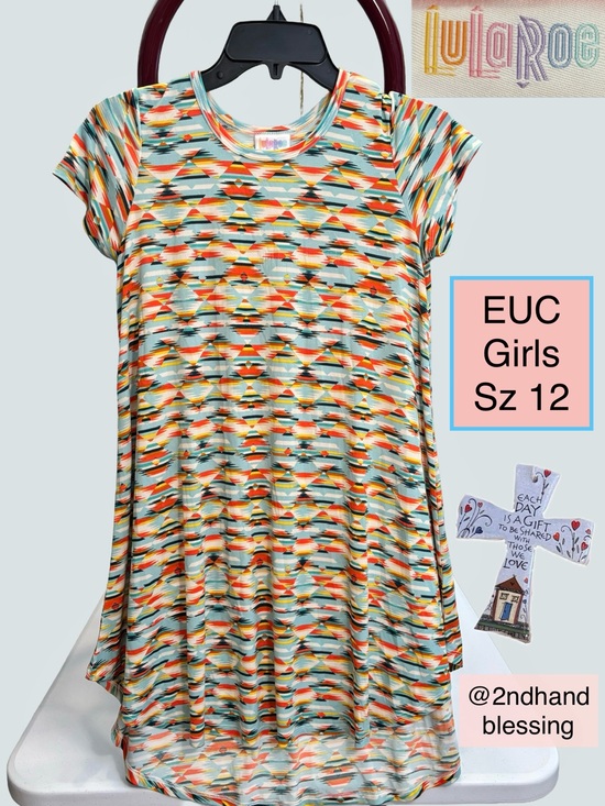 LuLaRoe Other - EUC LuLaRoe Girls Scarlett Dress, Sz 12, Aztec Design - Teal, Orange, Yellow
